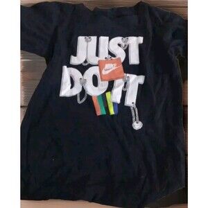 NIKE Boys Size 6 Navy Blue T-shirt Swoosh Just Do It